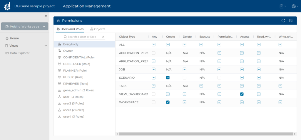 DB Gene User Permissions Management